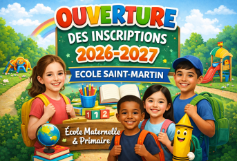 image avec une école et des enfants pour les inscriptions 2026 2027